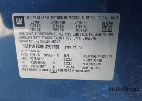 2017 GMC Sierra 1500 Slt from USA, damaged, VIN 3GTP1NEC0HG201738